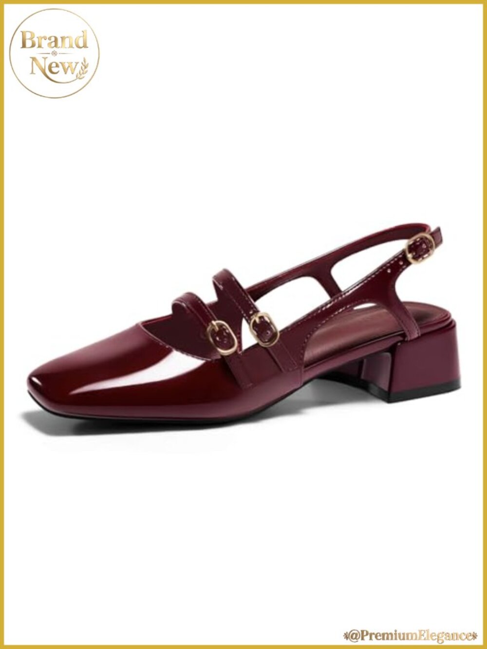 Mary Jane Slingback Pumps Chunky Low Heels Square Toe Dress Shoes